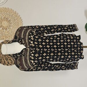 Ali Miles Blouse Womens 8P Tunic Lagenlook Shells Artsy Art to Wear Crinkled EUC